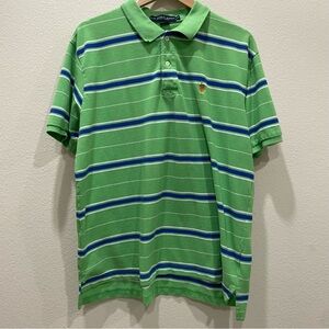 U.S. Polo Assn Striped Polo Shirt Mens XL Green Blue Preppy Golf Classic